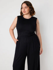 Solid Sleeveless Wide Leg Jumpsuit Curve & Plus