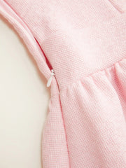 Tweed Square Neck Knotted A-line Mini Dress