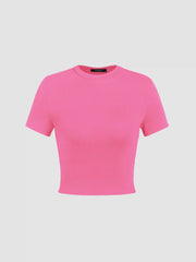 Solid Short Sleeve Crop Tee
