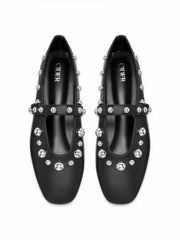 SQUARE TOE STUDDED FLATS