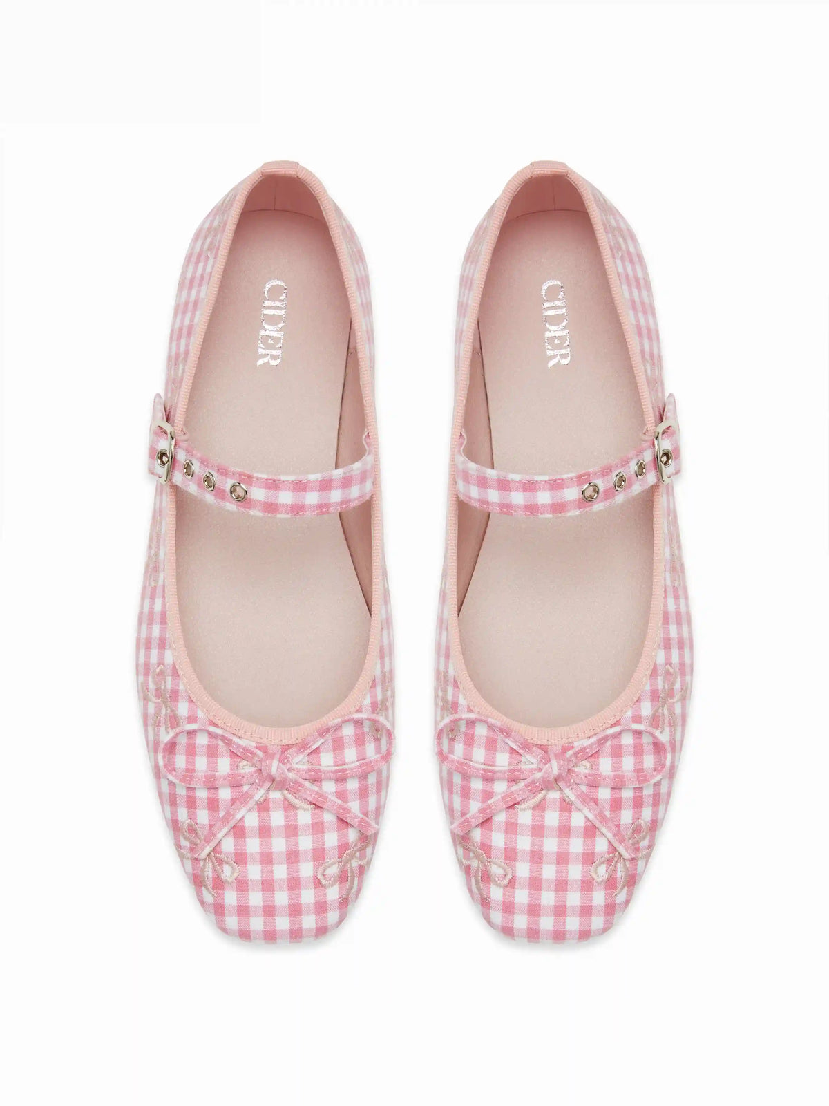 BOWKNOT GINGHAM MARY JANE FLATS
