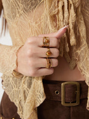 3 PCS GEMSTONE OPEN RING SET