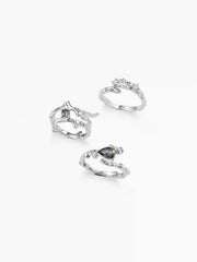 3PCS TEXTURED ZIRCON OPEN RING SET