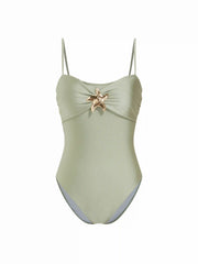 Sweetheart Neck Starfish Metal Detail One Piece Swimsuit