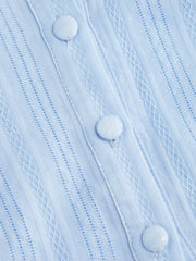 Cotton Textured Striped Bell Sleeve Shirt