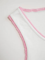 Cotton-blend Floral Beading Tank Top Curve & Plus