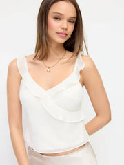 V Neck Ruffle Cami Top Sleeveless Blouse
