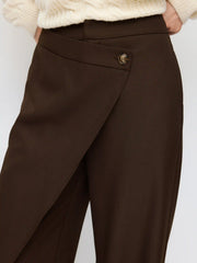 Mid Rise Wrap Straight Leg Trousers