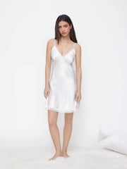 Satin V-neck Floral Lace Bowknot Cami Nightdress
