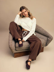 Knit Asymmetrical Neck Batwing Sleeve Oversized Top