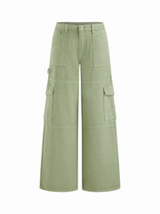Cider Denim Low Rise Button Cargo Jeans
