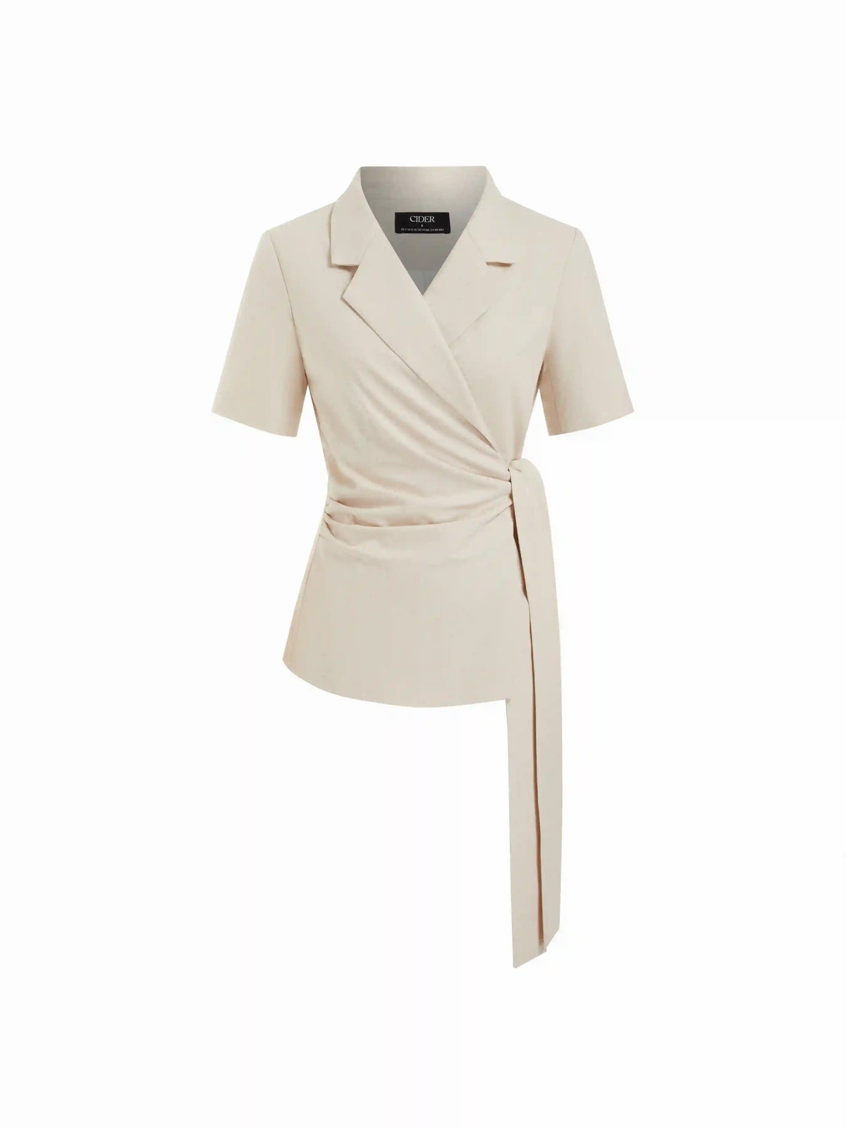 Linen-blend Ruched Wrap Belted Blazer