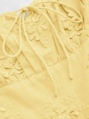 Cotton Scoop Neckline Floral Knotted Maxi Dress