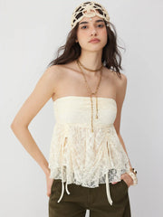 Lace Ruched Bandeau Top