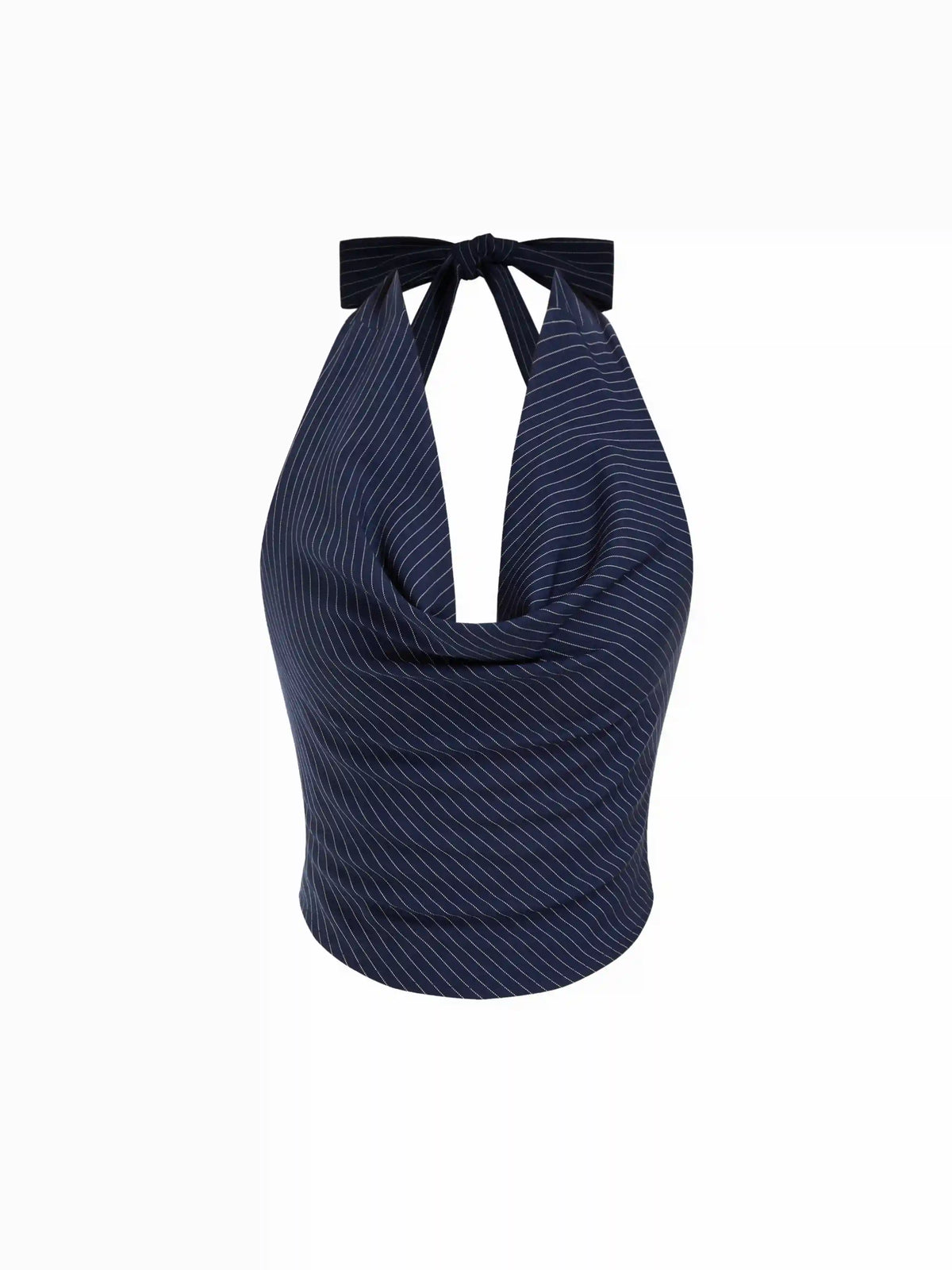 Striped Halter Neck Wrap Crop Top