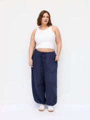 Cotton-blend Mid Rise Drawstring Jogger Trousers