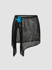 Knit Crochet Flower Detail Sarong