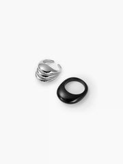 2PCS RESIN & PLEATED RING SET
