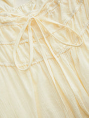 Cotton-blend Sweetheart Drawstring Flared Maxi Dress