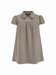 Peter Pan Collar Houndstooth Button Mini Dress Curve & Plus