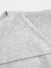 Cotton-blend Asymmetrical Neck Draped Button Short Sleeve Top
