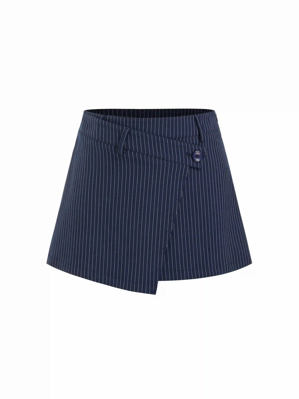 Low Rise Striped Asymmetrical Hem Zipper Mini Skirt