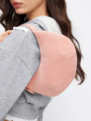 FAUX SUEDE HALF-MOON SHOULDER BAG