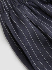 Halter Neckline Stripe Knotted Top & Mid Rise Straight Leg Trousers Set
