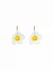 FLOWER & FAUX PEARL HOOP EARRINGS