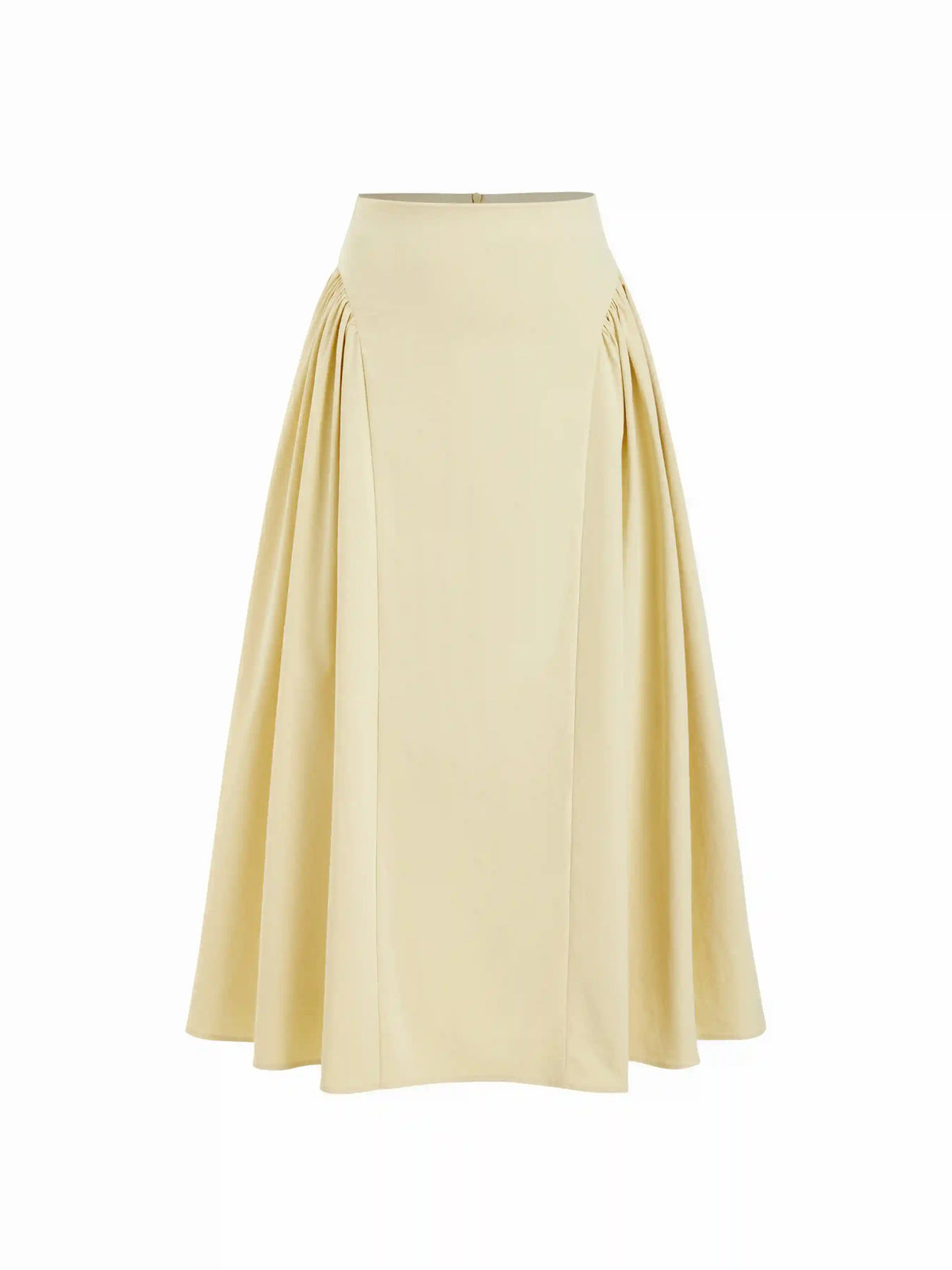 Woven Mid Rise Draped A-line Midi Skirt