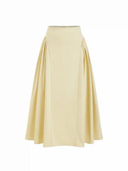 Woven Mid Rise Draped A-line Midi Skirt