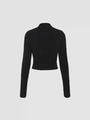 Lantern Pattern Knitted Long Sleeve Crop Top