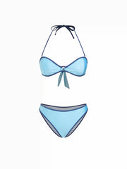 High Stretch Halter Neckline Contrast Binding Cheeky Bikini Set