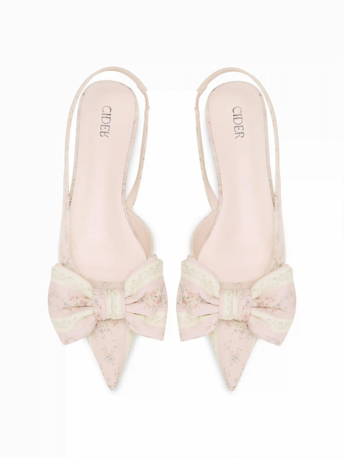 FLORAL & BOWKNOT SLINGBACK FLATS