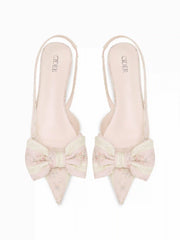 FLORAL & BOWKNOT SLINGBACK FLATS