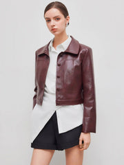 Faux Leather Cropped Jacket