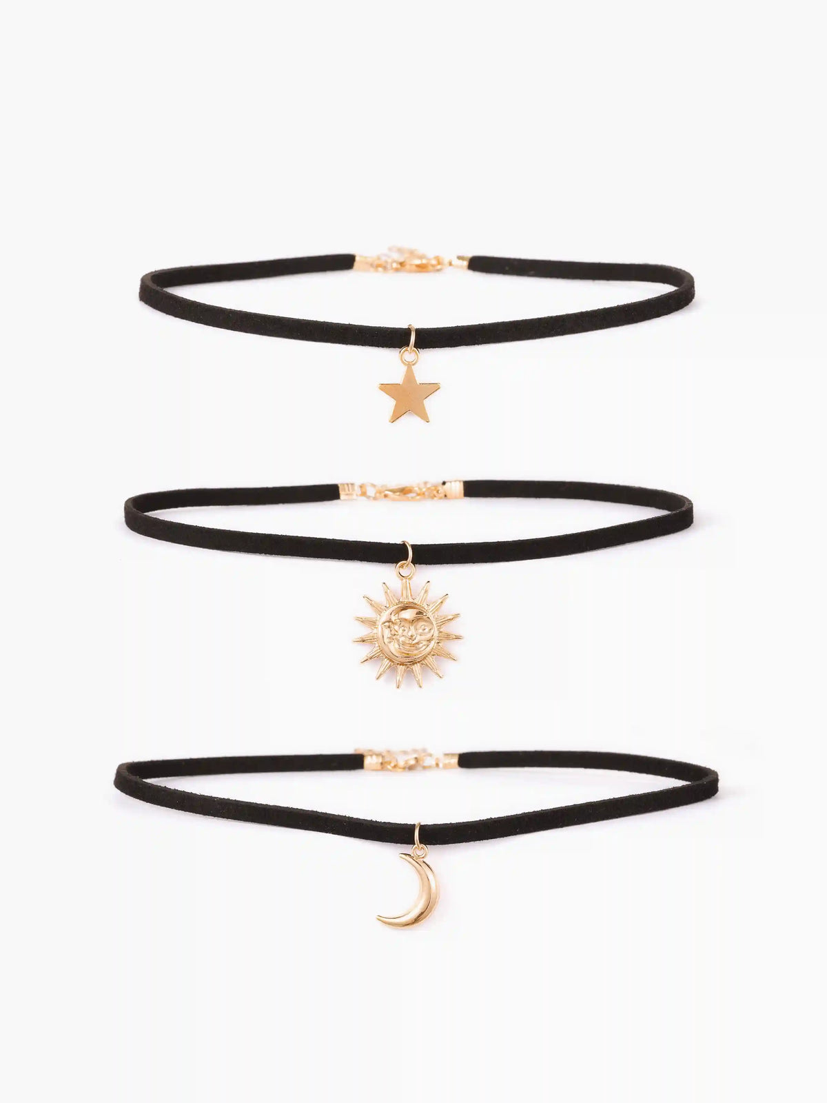 3pcs Whimsigoth Sun & Moon & Star Choker Necklace