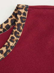 Cotton-blend Leopard Heart Applique Short Sleeve Tee Curve & Plus