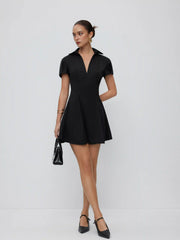 Short Sleeve Mid Rise A-line Mini Dress