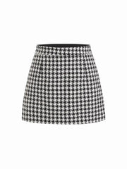 Tweed High Rise Houndstooth Mini Skirt