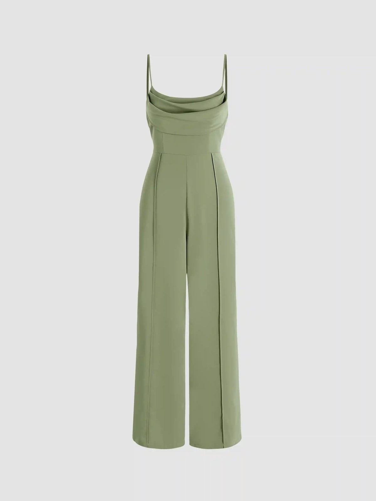 Solid Cowl Neck Stitch Jumpsuit