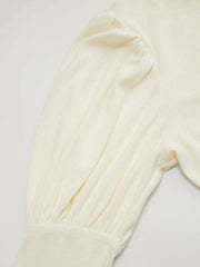 Round Neckline Button Juliette Sleeve Top