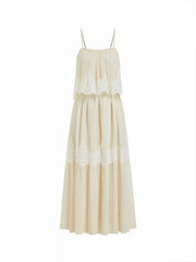 Chiffon U-neckline Sleeveless Lace Straight Maxi Dress
