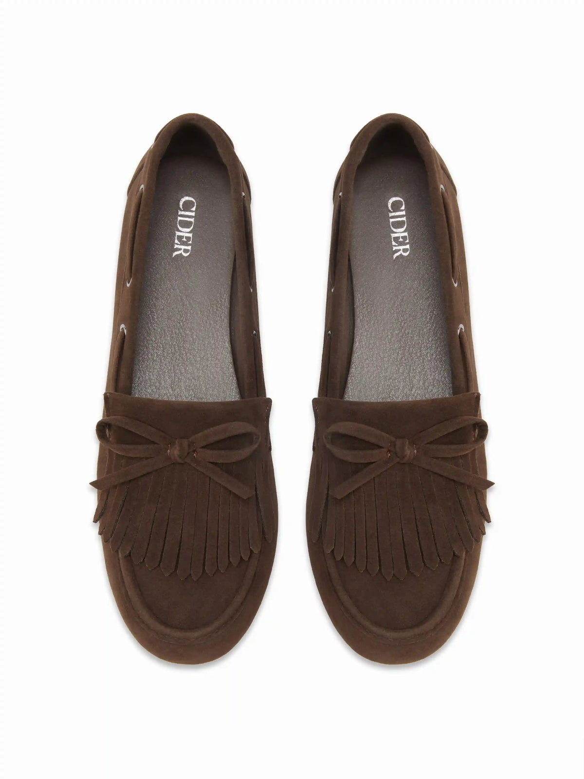 BOWKNOT & FRINGED FAUX SUEDE LOAFERS