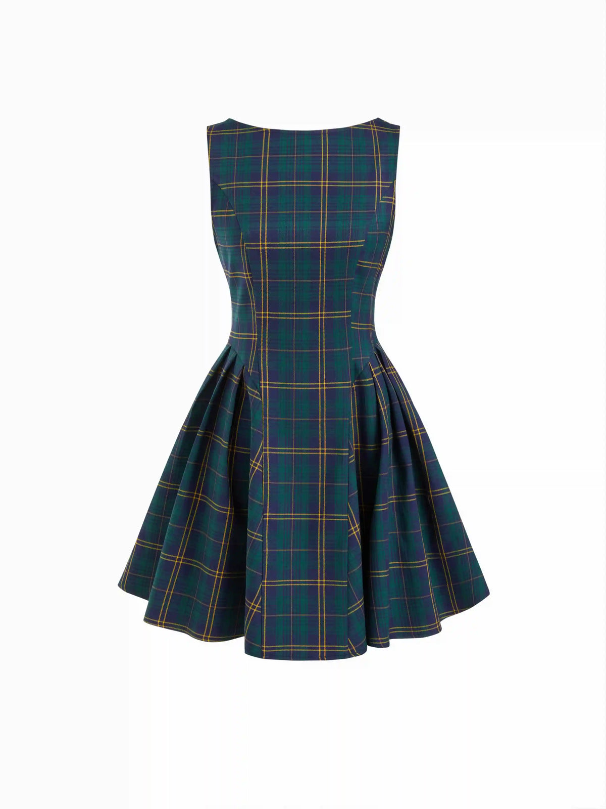 Plaid Bowknot Backless Ruffle Mini Dress