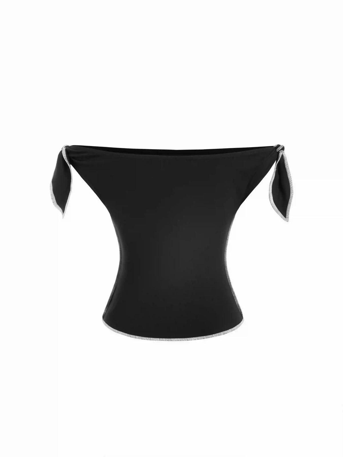 Off-shoulder Colorblock Short Sleeve Tee