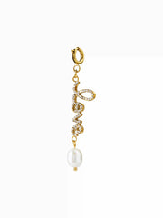 FAUX PEARL & RHINESTONE & LOVE LETTER 18K GOLD PLATED STAINLESS STEEL BIKINI CHARM