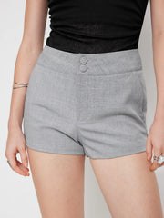 Mid Rise Button Micro Shorts