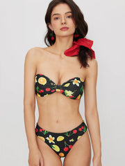 Bandeau Fruit Ruched Cheeky Bikini Set
