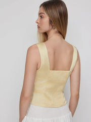 Satin Square Neck Drawstring Corset Tank Top